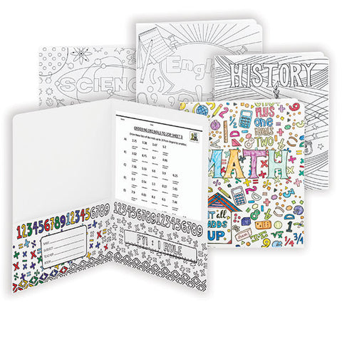Smead Two-Pocket Coloring Folder, School Subjects, Letter Size,  4 per pack (87910)