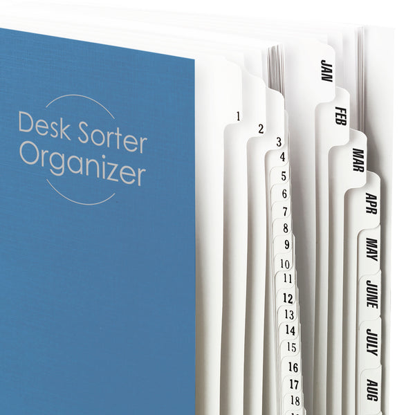 Smead Desk File/Sorter, Daily (1-31) and Monthly (Jan.-Dec.), 43 Dividers, Letter Size, Blue (89235)