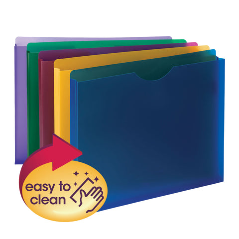 Smead Poly File Jacket, Straight-Cut Tab, 1" Expansion, Letter Size, Assorted Colors, 10 per Pack (89610)