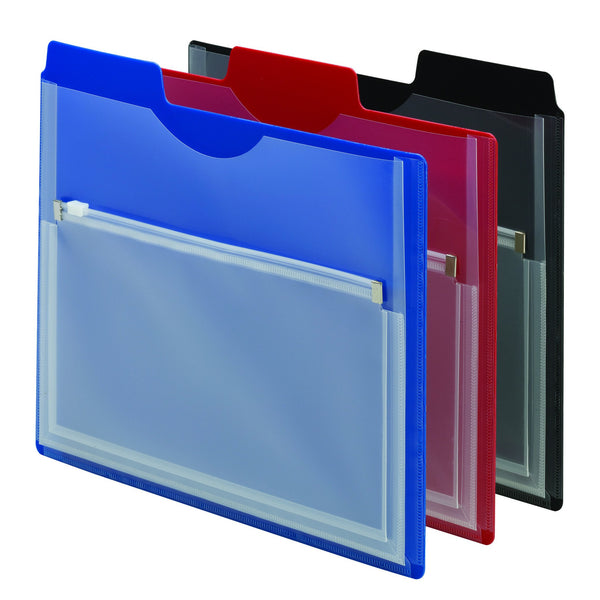 Smead Project Organizer with Zip Pouch, 1/3- Cut Tab, Letter Size, Assorted Colors, 3 per Pack (89614)