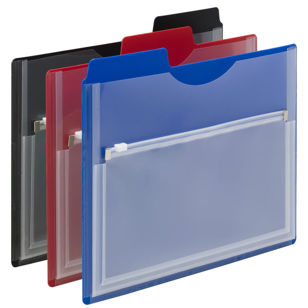 Smead Project Organizer with Zip Pouch, 1/3- Cut Tab, Letter Size, Assorted Colors, 3 per Pack (89614)