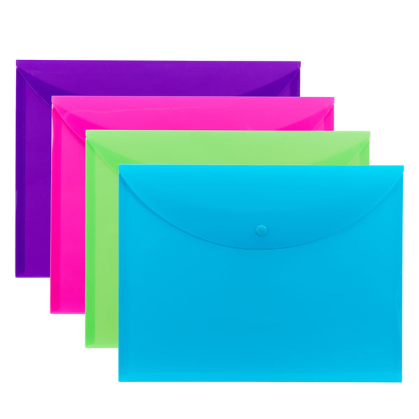 Smead Project Envelope, Snap Closure, Top Load, Letter Size, Assorted Colors,  4 per Pack (89685)