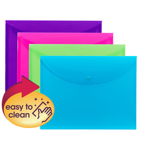 Smead Project Envelope, Snap Closure, Top Load, Letter Size, Assorted Colors,  4 per Pack (89685)