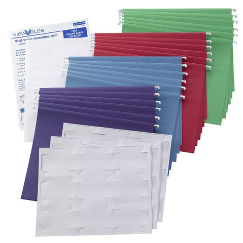Colored Hanging Folder with Viewables® Quick-Fold Tabs Kit, 1/3-Cut Tab, Letter Size, Assorted Colors (92003)