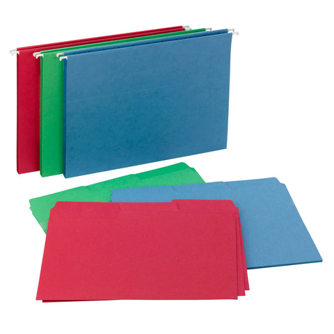 Smead Reveal Hanging Folders with SuperTab® Folders Kit, 1/2" Expansion, 1/3-Cut Oversized Tabs, Letter Size, Assorted Colors (92018)