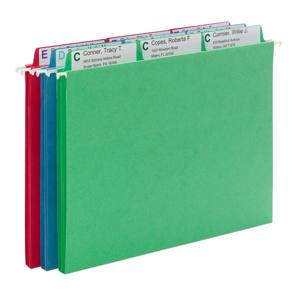 Smead Reveal Hanging Folders with SuperTab® Folders Kit, 1/2" Expansion, 1/3-Cut Oversized Tabs, Letter Size, Assorted Colors (92018)