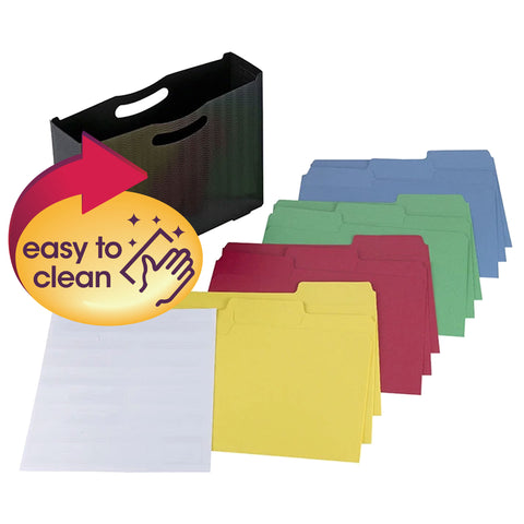 Poly File Box with SuperTab® Folder and Viewables® Labels Kit, Oversized 1/3-Cut Tab, Letter Size, Black (92056)
