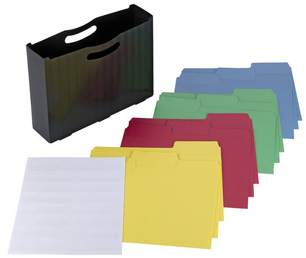 Poly File Box with SuperTab® Folder and Viewables® Labels Kit, Oversized 1/3-Cut Tab, Letter Size, Black (92056)