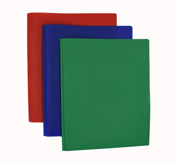 Smead Poly Two-Pocket Folder with Tang Style Fasteners, Letter Size, Assorted Colors, 3 per Pack (87737)