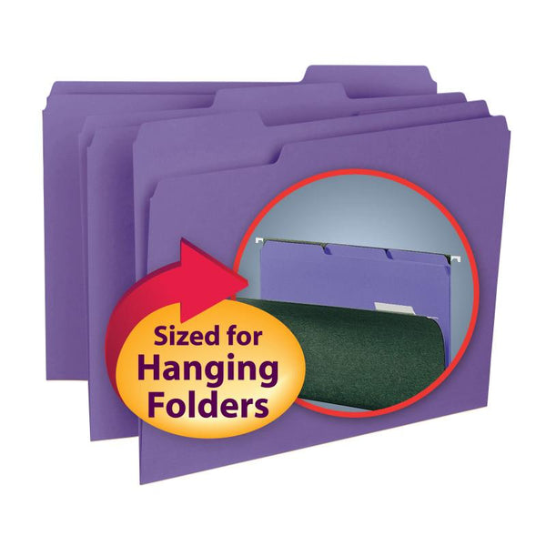 Smead Interior File Folder, 1/3-Cut Tab, Letter Size, Purple, 100 per Box (10283)