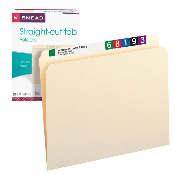 Smead File Folders, Straight-Cut Tab, Letter Size, Manila, 100 per Box (10300)