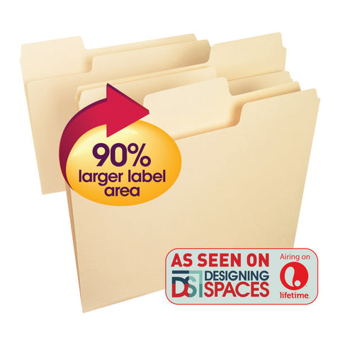 Smead SuperTab® File Folder, Oversized 1/3-Cut Tab, Letter Size, Manila, 100 Per Box (10301)
