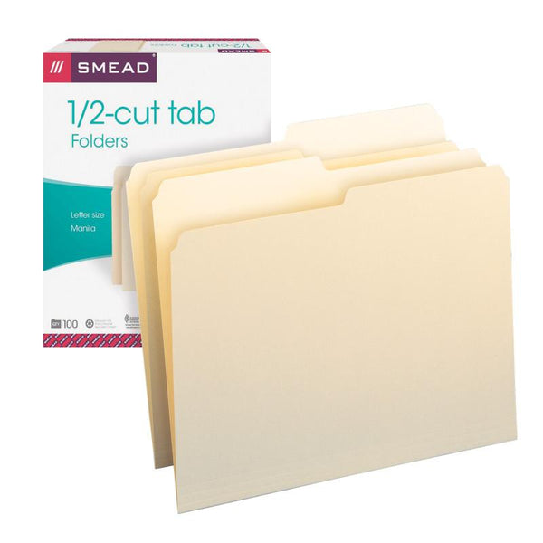 Smead Folder,  1/2-Cut Tab, Letter Size, Manila, 100 per Box (10320)