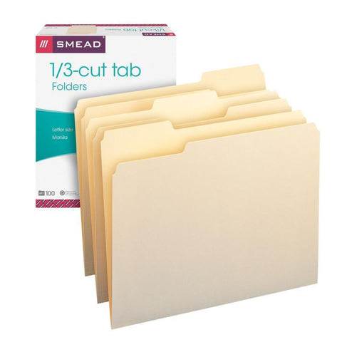 Smead Manila File Folder, 1/3-Cut Tab, Letter Size, Manila, 100 per Box (10330)