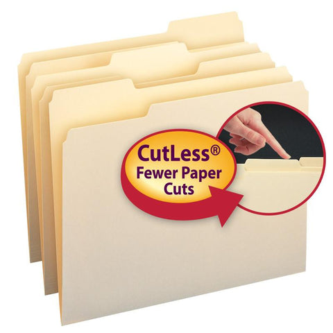 Smead CutLess® File Folder, 1/3-Cut Tab, Letter Size, Manila, 100 Per Box (10341)
