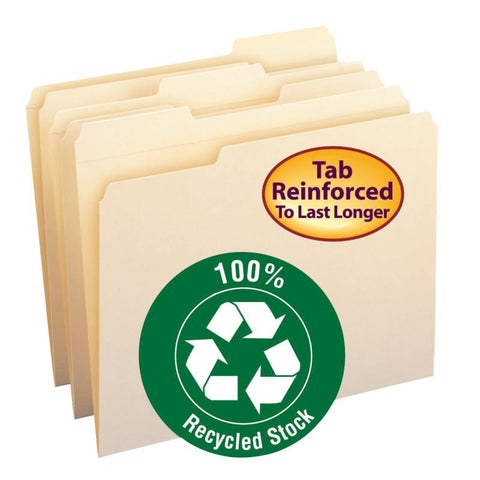 Smead 100% File Folder, Reinforced 1/3-Cut Tab, Letter Size, Manila, 100 Per Box (10347)