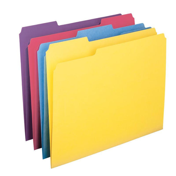Smead File Folder with Antimicrobial Product Protection, 1/3-Cut Tab, Letter Size, Assorted Colors, 100 per Box (10349)