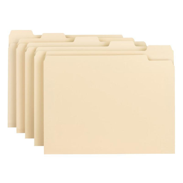 Smead File Folder, 1/5-Cut Tab, Letter Size, Assorted Positions, Manila, 100 per Box (10350)