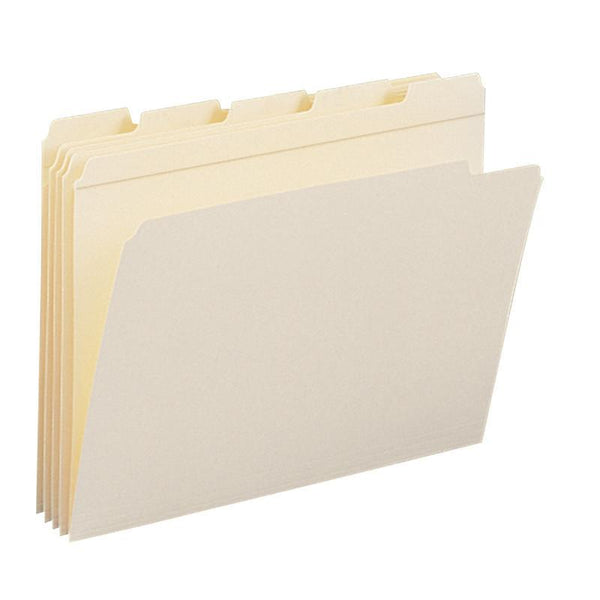 Smead File Folder, Reinforced 1/5-Cut Tab, Assorted Positions, Letter Size, Manila, 100 per Box (10356)