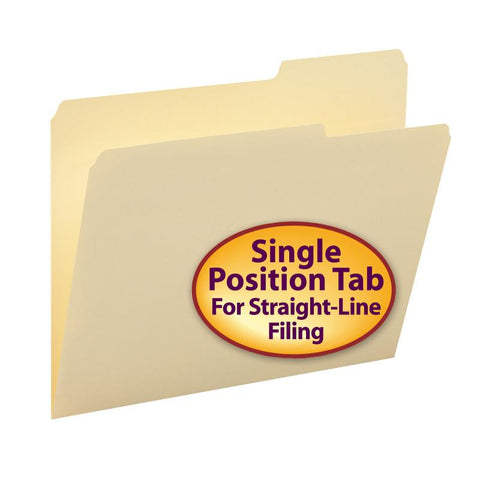 Smead File Folder, 2/5-Cut Tab Right Position, Guide Height, Letter Size, Manila, 100 per Box (10385)
