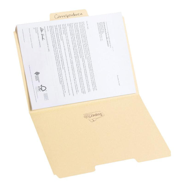Smead SuperTab® File Folder, Oversized Reinforced 1/3-Cut Tab, Guide Height, Letter Size, Manila, 100 per Box (10395)