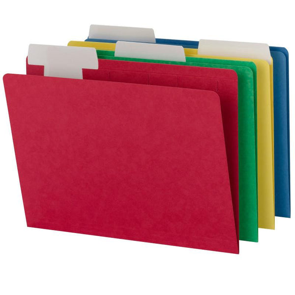 Smead FlexiFolder Heavyweight File Folder with Movable Tab, Erasable, Extra Wide 1/3-Cut Tab, Letter Size, Assorted Colors, 12 per Pack (10404)