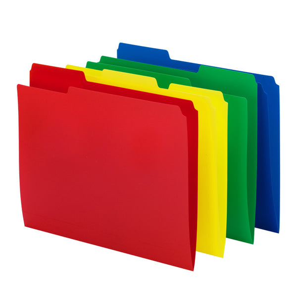 Smead Poly File Folder, 1/3-Cut Tab, Letter Size, Assorted Colors, 12 per Pack (10505)