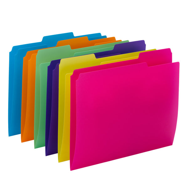 Smead Poly File Folder, 1/3-Cut Tab, Letter Size, Assorted Colors, 12 per Pack (10506)