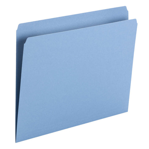 Smead File Folder, Straight Cut, Letter Size, Blue, 100 per Box (10935)