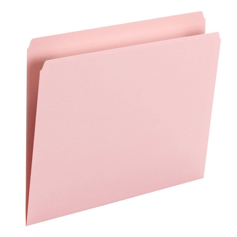 Smead File Folder, Straight Cut, Letter Size, Pink, 100 per Box (10942)