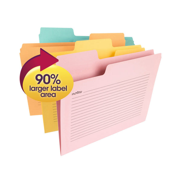 Smead SuperTab® Notes File Folder, Oversized 1/3-Cut Tab, Letter Size, Assorted Colors, 12 per Pack (11650)
