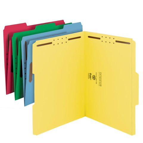 Smead Fastener File Folder, 2 Fasteners, Reinforced 1/3-Cut Tab, Letter Size, Assorted Colors, 50 per Box (11975)