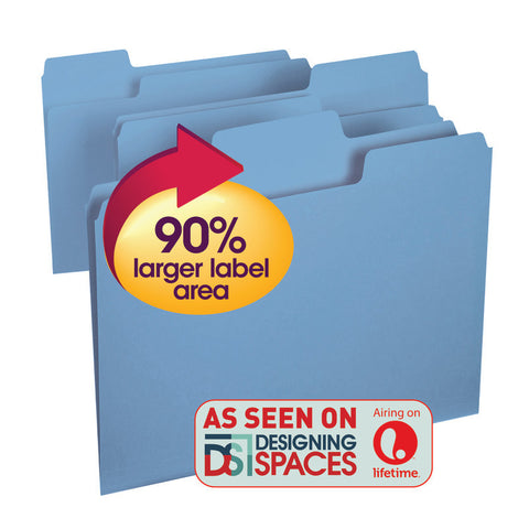 Smead SuperTab® File Folder, Oversized 1/3-Cut Tab, Letter Size, Blue, 100 per Box (11986)