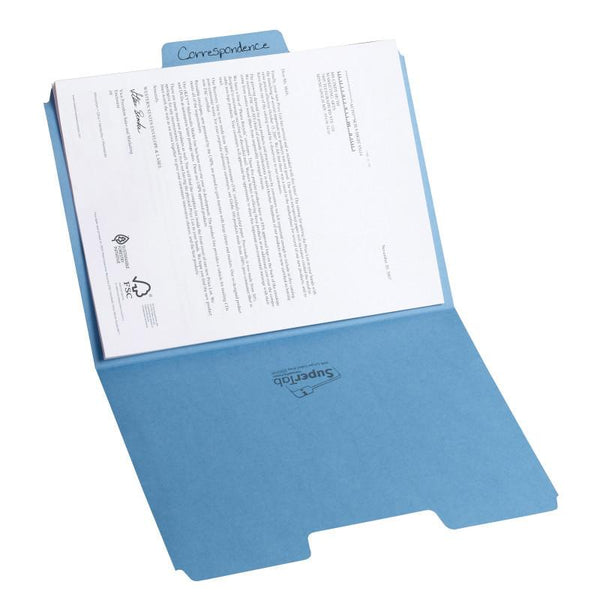 Smead SuperTab® File Folder, Oversized 1/3-Cut Tab, Letter Size, Blue, 100 per Box (11986)