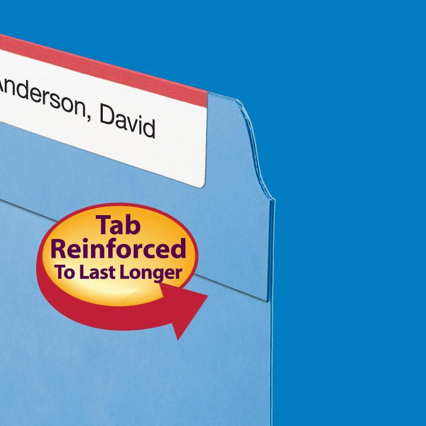 Smead File Folder, Reinforced Straight-Cut Tab, Letter Size, Blue, 100 per Box (12010)