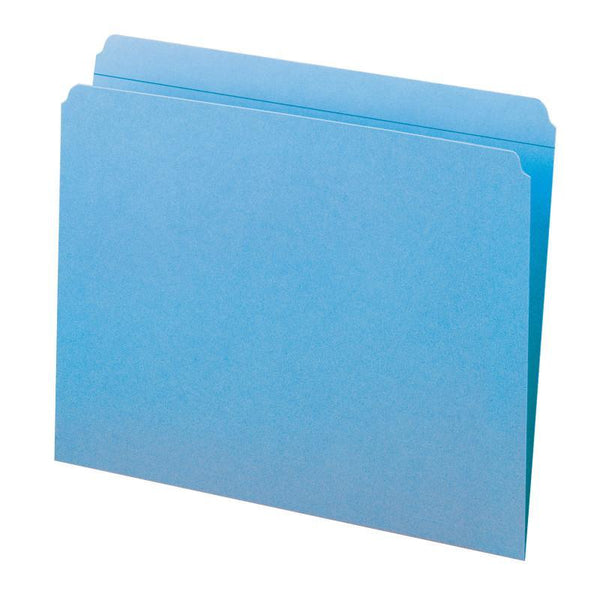 Smead File Folder, Reinforced Straight-Cut Tab, Letter Size, Blue, 100 per Box (12010)
