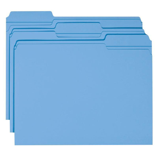 Smead File Folder, Reinforced 1/3-Cut Tab, Letter Size, Blue, 100 per Box (12034)