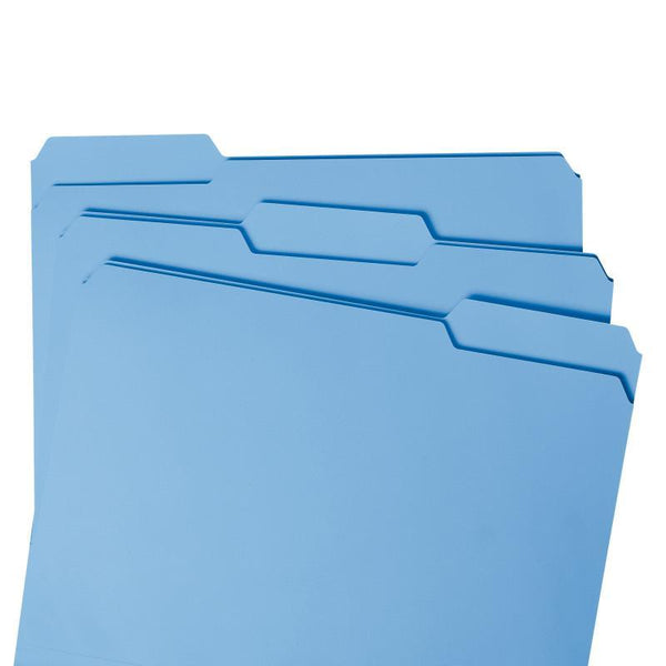 Smead File Folder, 1/3-Cut Tab, Letter Size, Blue, 100 per Box (12043)