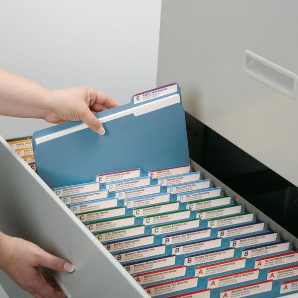 Smead File Folder, 1/3-Cut Tab, Letter Size, Blue, 100 per Box (12043)