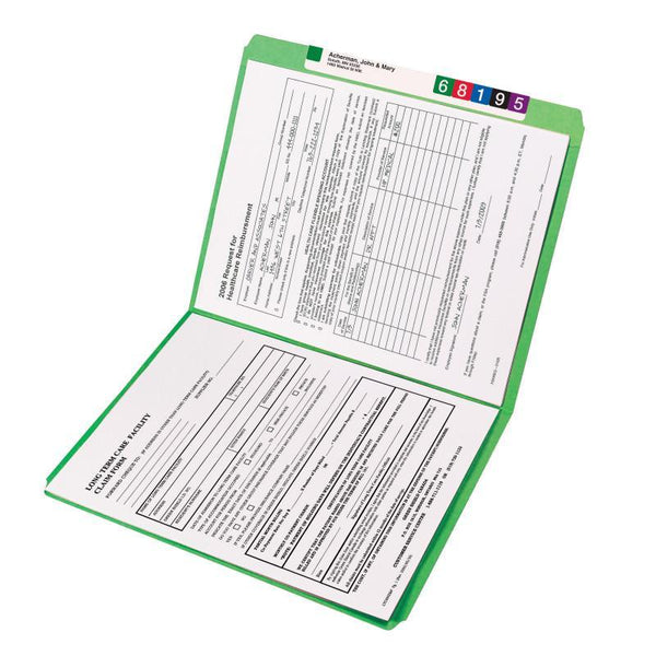 Smead File Folder, Reinforced Straight-Cut Tab, Letter Size, Green, 100 per Box (12110)