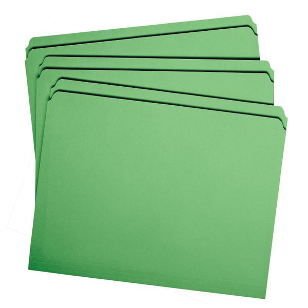 Smead File Folder, Reinforced Straight-Cut Tab, Letter Size, Green, 100 per Box (12110)