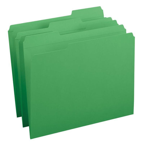 Smead File Folder, Reinforced 1/3-Cut Tab, Letter Size, Green, 100 per Box (12134)