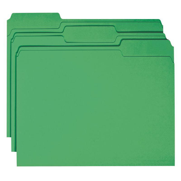 Smead File Folder, Reinforced 1/3-Cut Tab, Letter Size, Green, 100 per Box (12134)