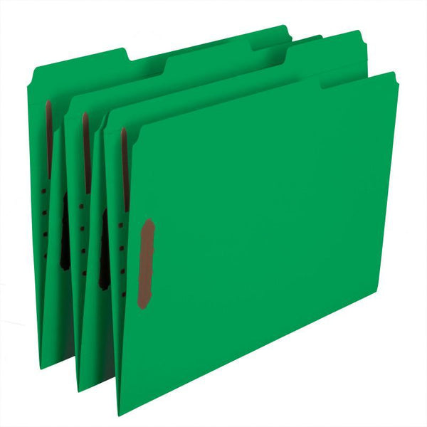 Smead Fastener File Folder, 2 Fasteners, Reinforced 1/3-Cut Tab, Letter Size, Green, 50 per Box (12140)