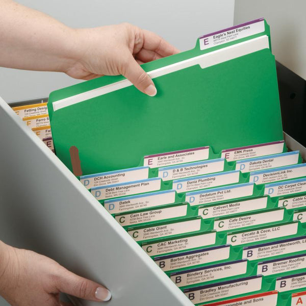 Smead Fastener File Folder, 2 Fasteners, Reinforced 1/3-Cut Tab, Letter Size, Green, 50 per Box (12140)