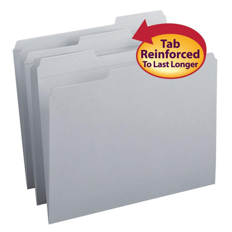 Smead File Folder, Reinforced 1/3-Cut Tab, Letter Size, Gray, 100 per Box (12334)