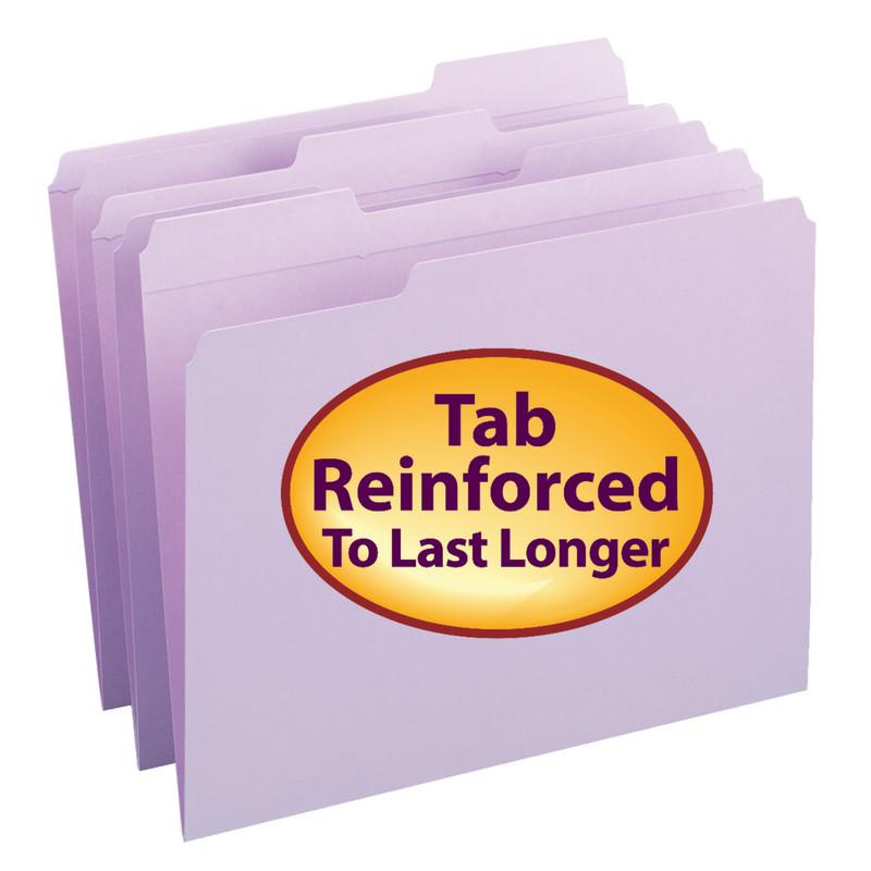 Smead File Folder, Reinforced 1/3-Cut Tab, Letter Size, Lavender, 100 per Box (12434)