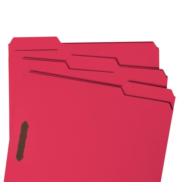 Smead Fastener File Folder, 2 Fasteners, Reinforced 1/3-Cut Tab, Letter Size, Red, 50 per Box (12740)