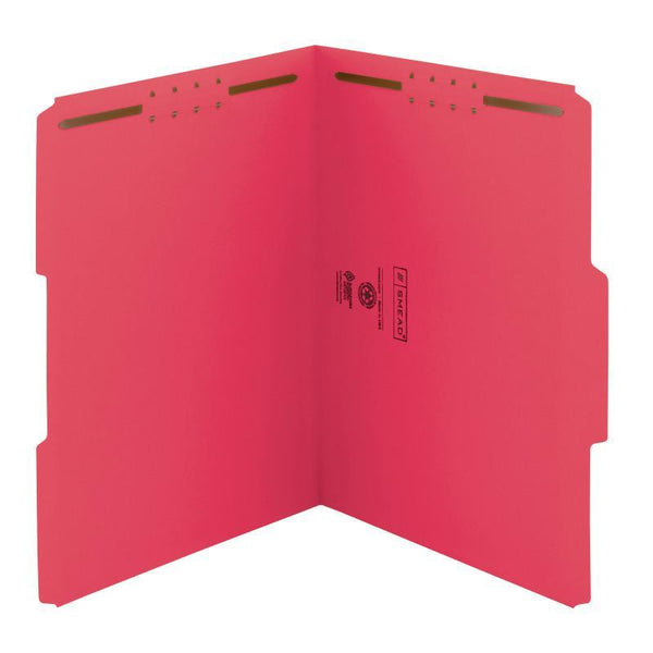 Smead Fastener File Folder, 2 Fasteners, Reinforced 1/3-Cut Tab, Letter Size, Red, 50 per Box (12740)