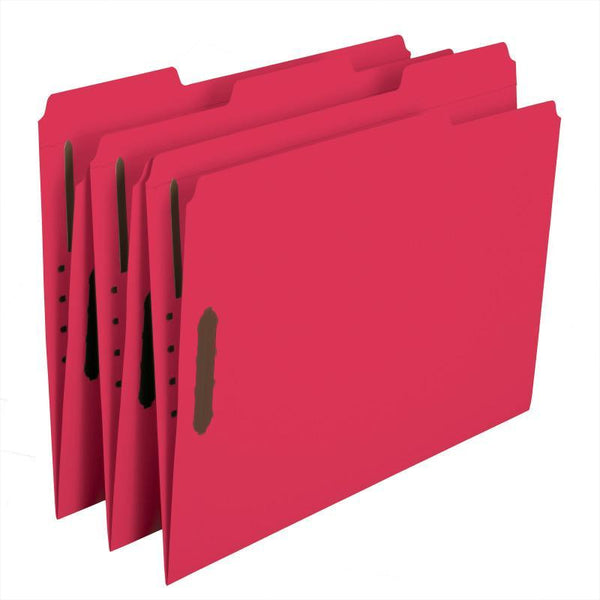 Smead Fastener File Folder, 2 Fasteners, Reinforced 1/3-Cut Tab, Letter Size, Red, 50 per Box (12740)